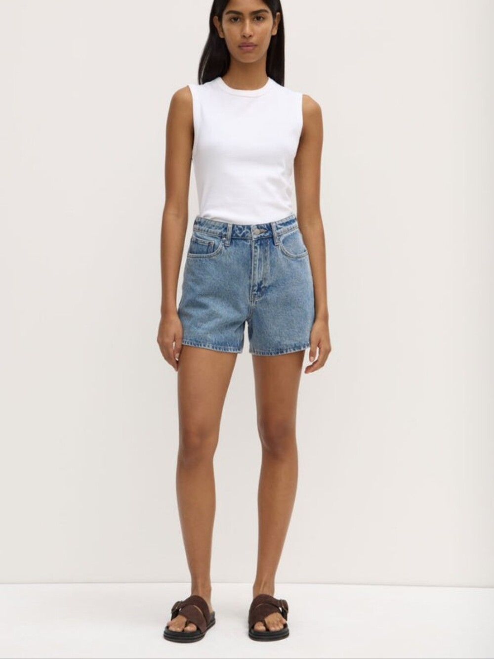 Assembly Label High Rise Vintage Blue Denim Shorts - Dark Blue